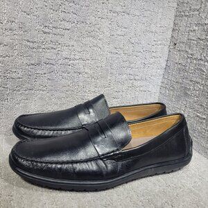 Johnston & Murphy Nichons Size US 12M Black Full Grain Penny Loafer Shoes